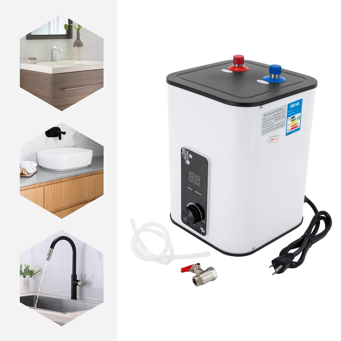 Sweetmile Electric Mini Tank Water Heater Rectangular Instant Hot Water