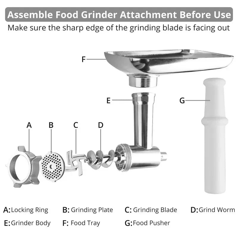 NONEM Stainless Steel Meat Grinder Attachment For KitchenAid Stand Mixer