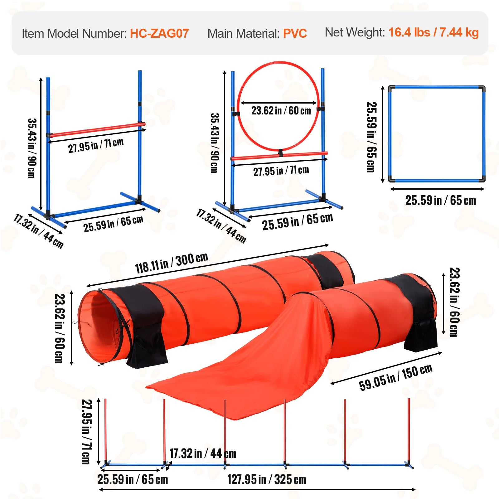 SucceBuy Dog Agility Training Equipment 4 PCS Set with Adjustable High Hurdles 6 Weave PolesJump Ring Square Pause Box Whistle by S And B Enterprise