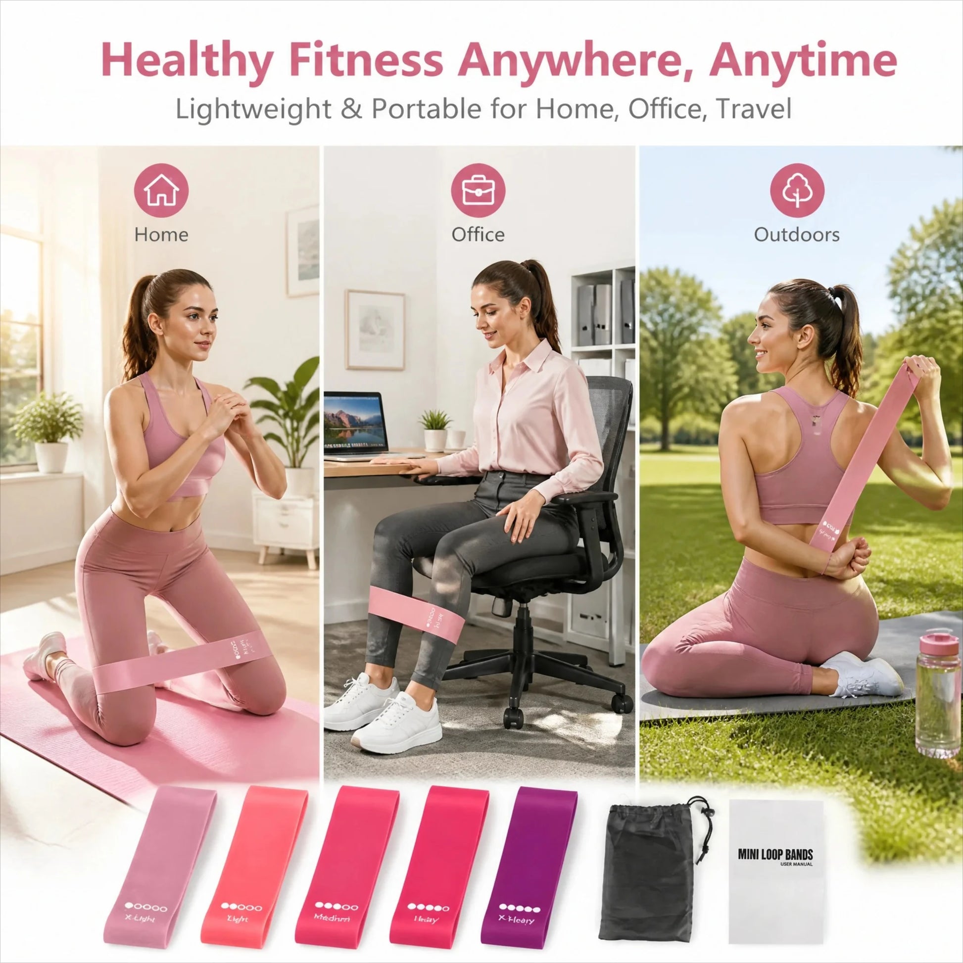 TPE Resistance Bands Set – 5 Levels Non-Slip Booty Exercise Bands for Hip, Legs & Glutes – Home Workout Yoga Fitness Strength Training Equipment by S And B Enterprise