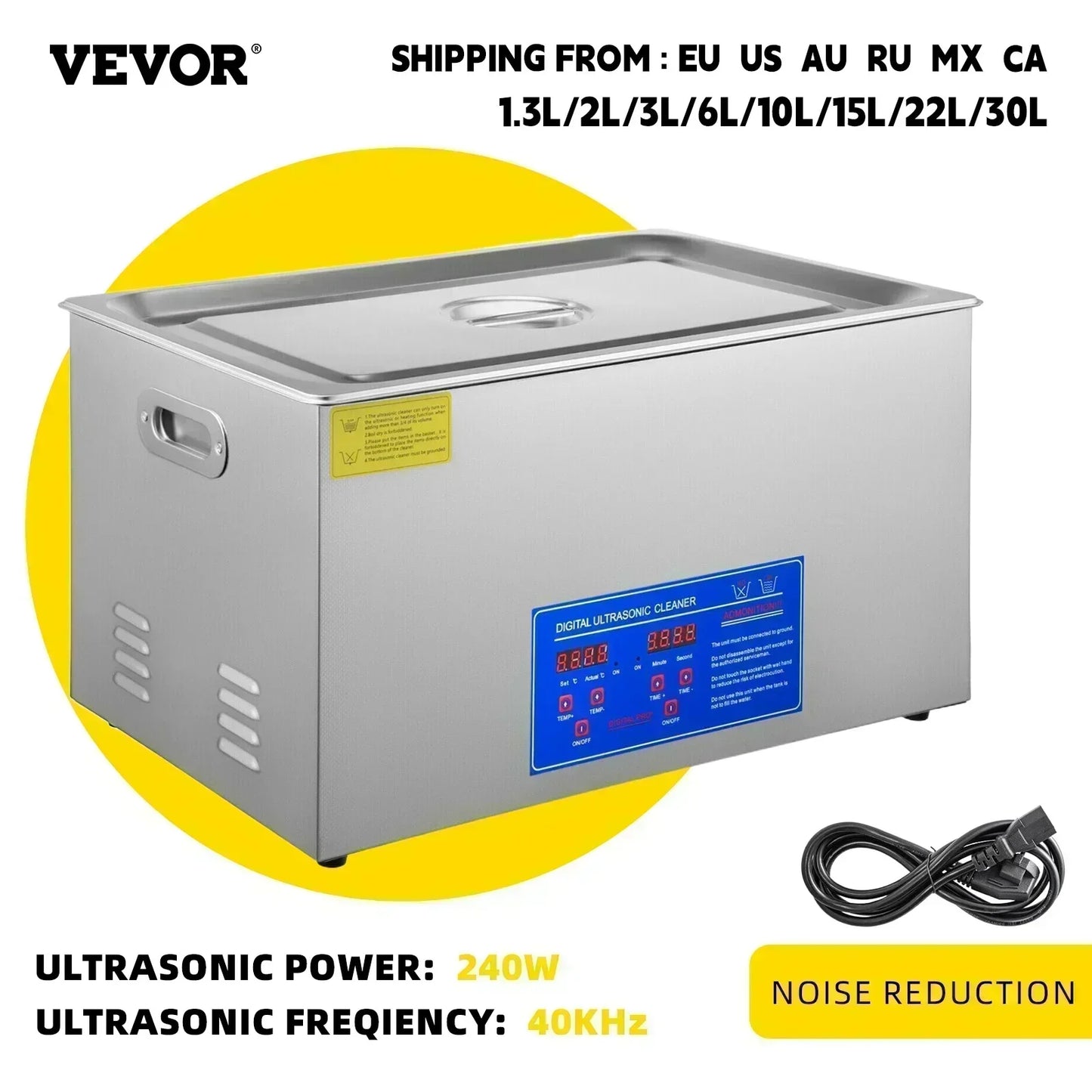 VEVOR Ultrasonic Cleaner for Dishes, Jewelry, and Tools