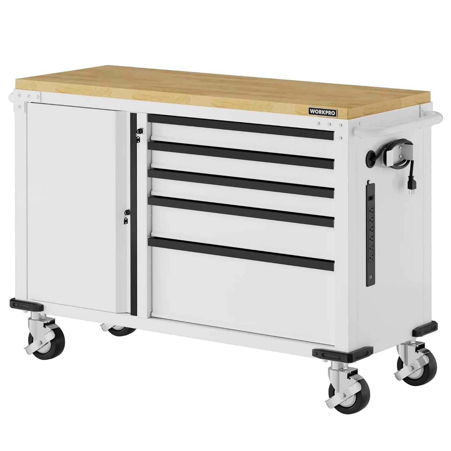 52" x 20" 5-Drawer & 1-Door Rolling Tool Chest, Heavy Duty Tool Chest with Wheels, Power Strip, Locking System,, Customized by S And B Enterprise