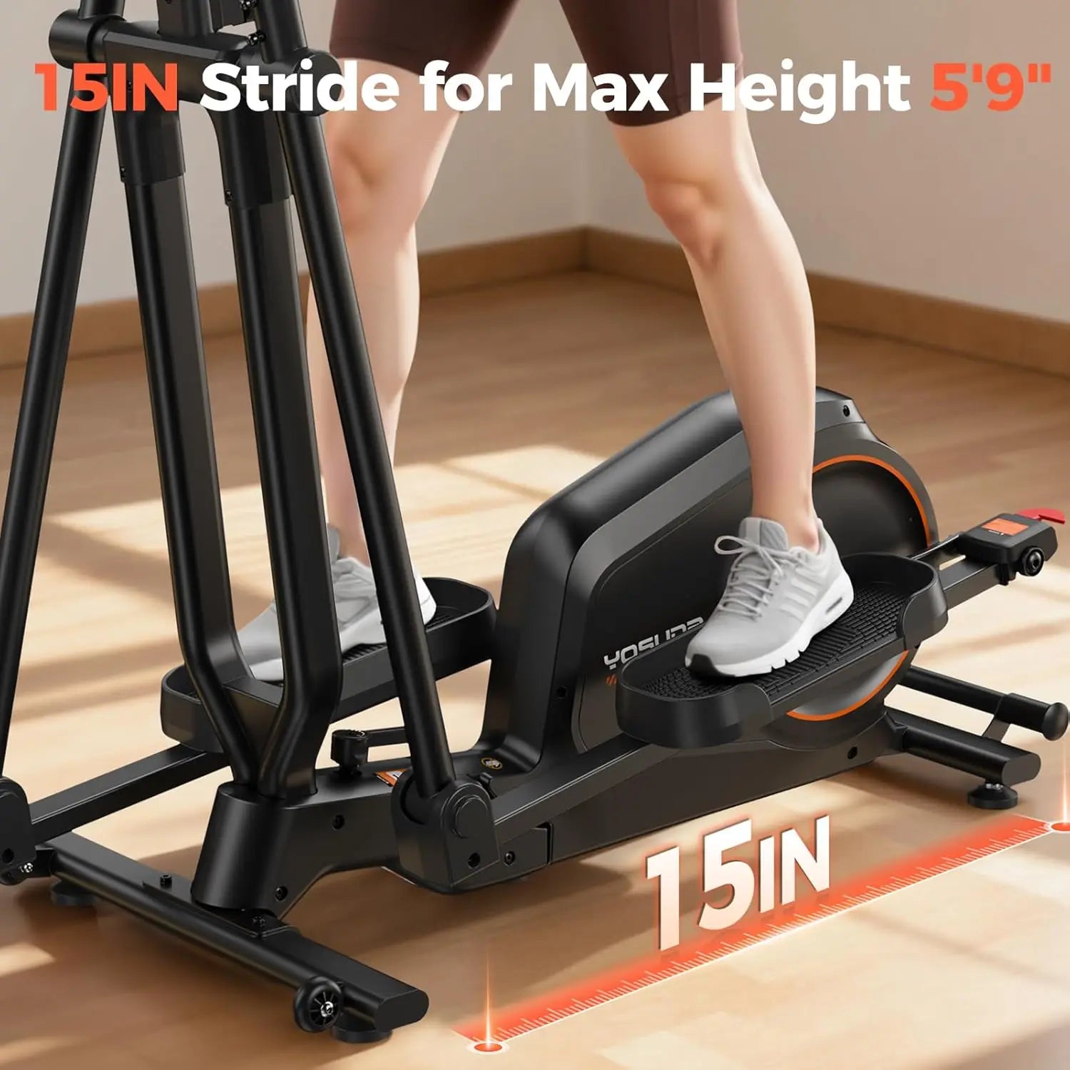 YOSUDA Foldable Elliptical Exercise Machine for Home, 15 Inch Stride Compact Folding Elliptical Trainer, Only 2 Sq.Ft Foldable Design for Small Spaces, Elliptical Cross Trainer with 16 Levels Magnetic Resistance by S And B Enterprise
