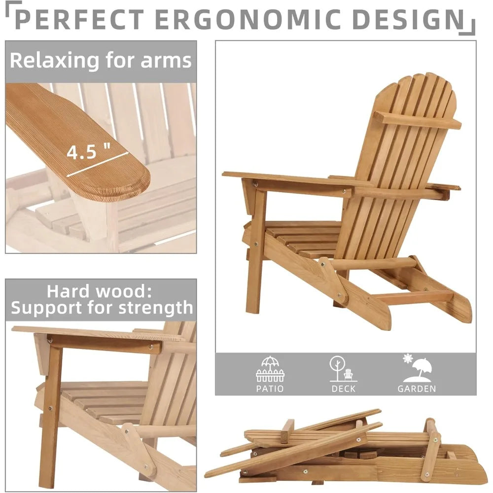 Outdoor Wooden Folding Chair Set Of 2 With Preassembled Backrest