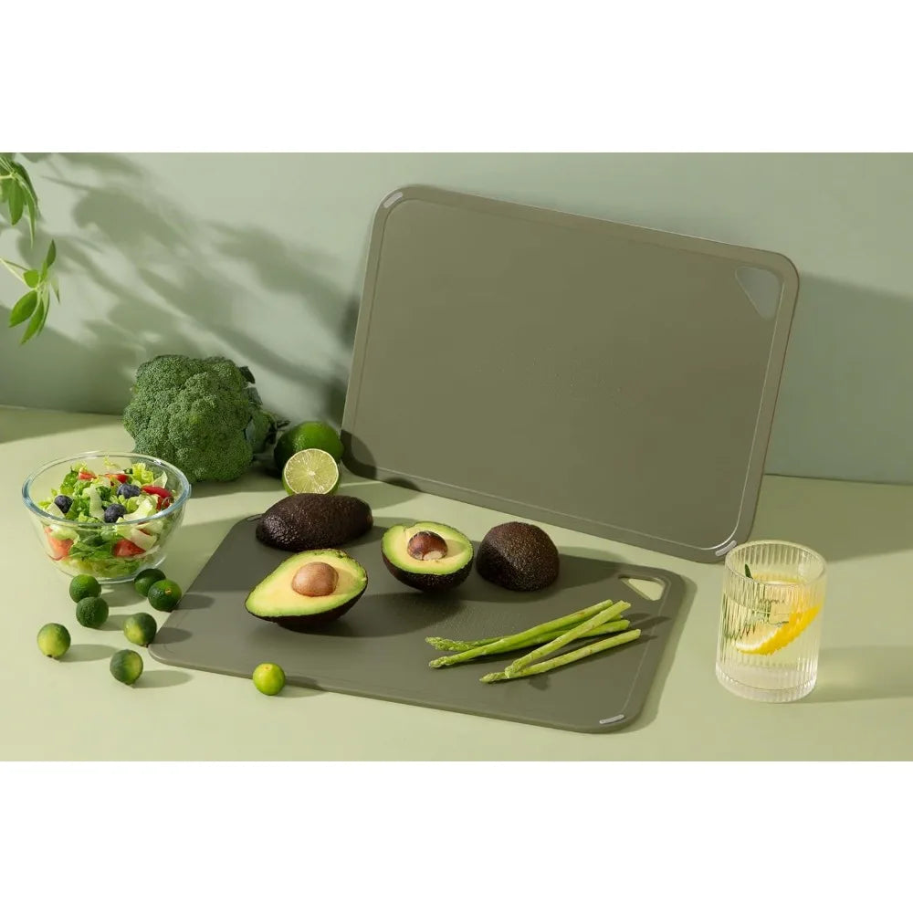 Plastic Cutting Board Set, Cutting Boards for Kitchen BPA Free, Large-Small Chopping Boards Set of 3 Non-Slip for Cooking Camping Dishwasher Safe, Reversible, with Grip Handle, 15"×10"×0.6" by S And B Enterprise