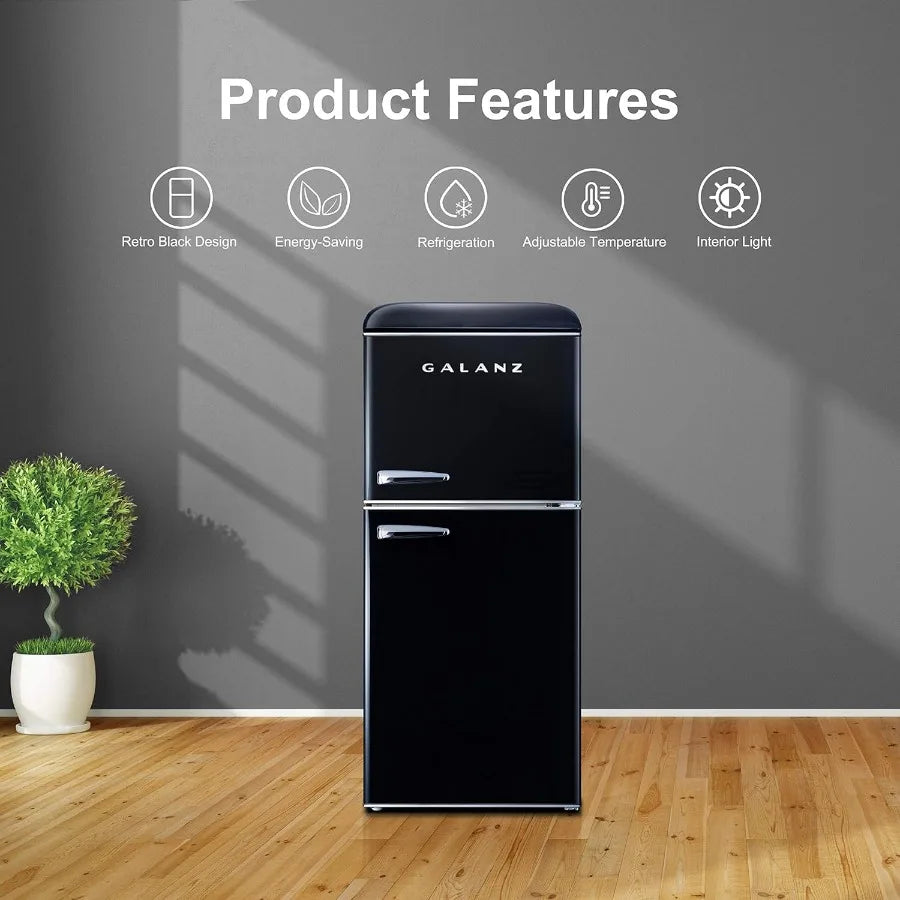 MDNG GLR40TBKER Retro Refrigerator With Dual Doors