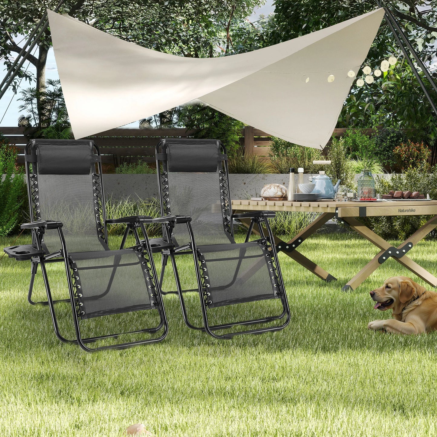 JHK Portable Zero Gravity Recliner Chairs With Cup Holders