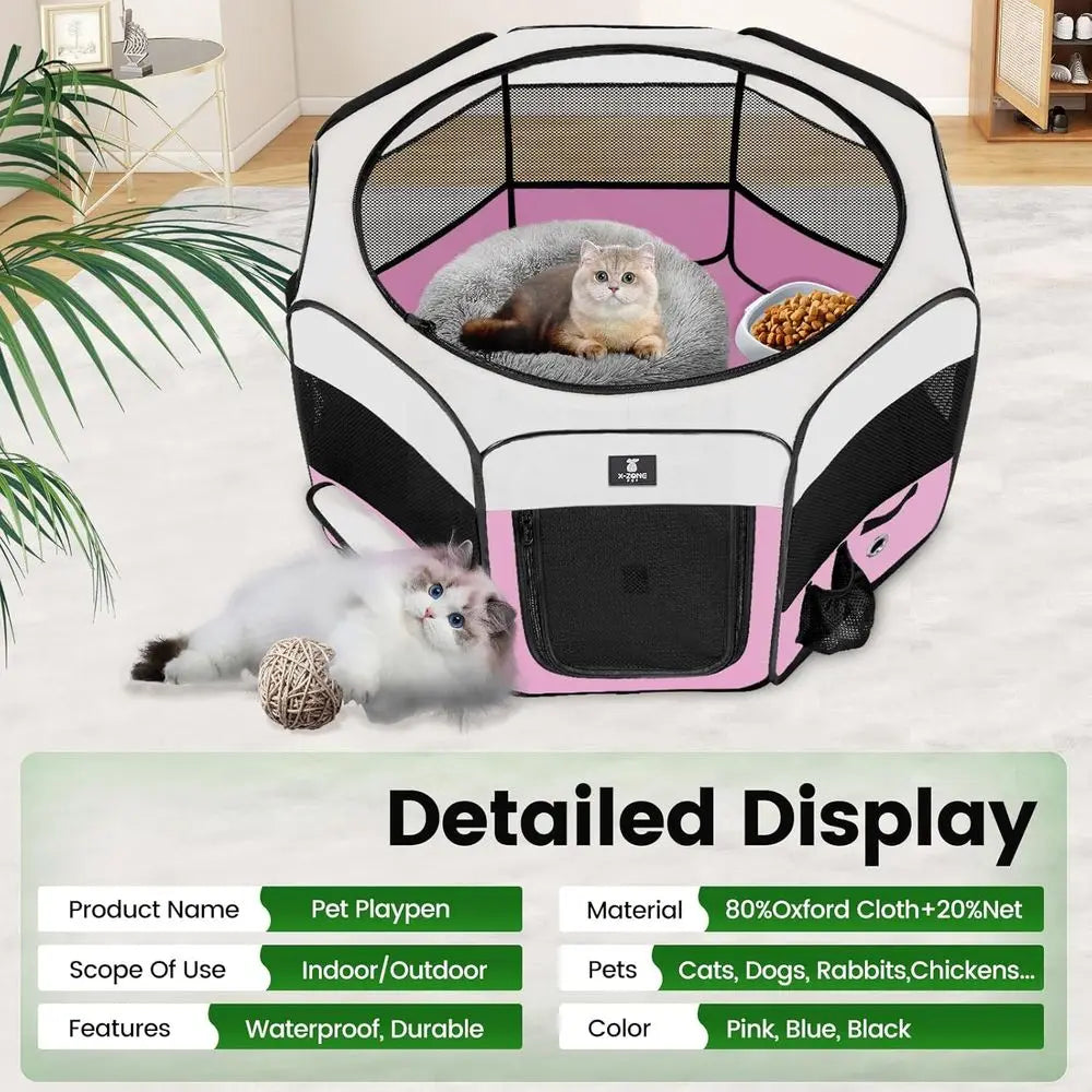 Portable Pet Playpen Foldable Exercise Pen For Dogs Cats Indoor Outdoor by S And B Enterprise