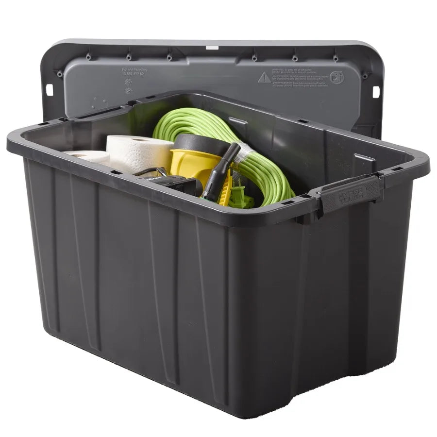 Durable Plastic Storage Bin With Secure Latch Lid For Home