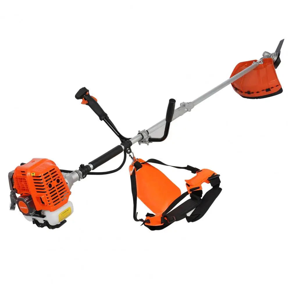 Gas-powered weed wacker 52cc with 2-in-1 hedge trimmer and brush cutter, orange by S And B Enterprise