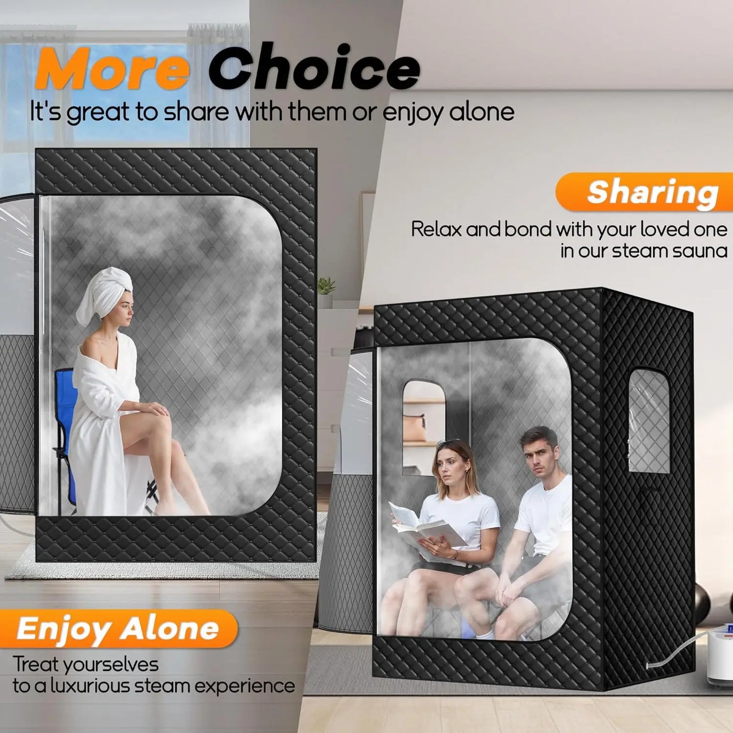 Portable Home Steam Sauna With Remote And Foldable Chairs