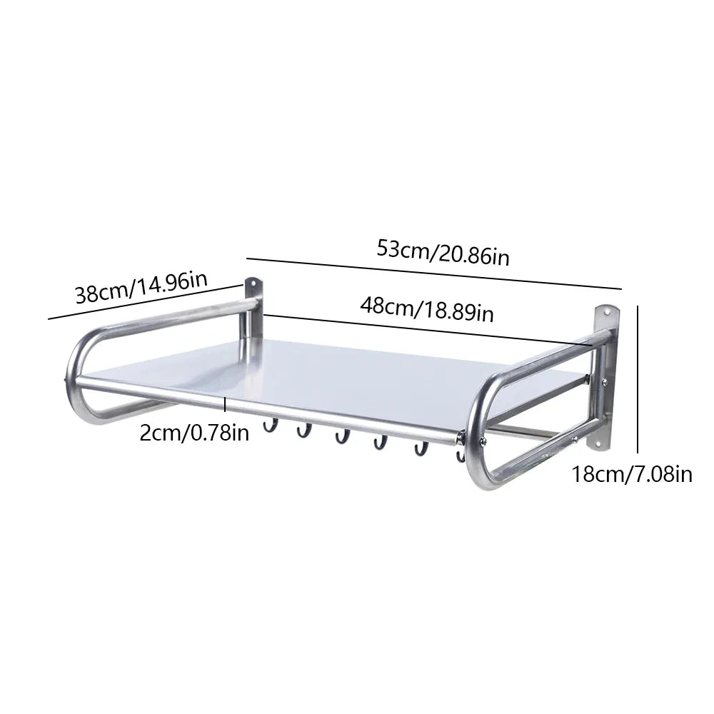 Stainless Steel Microwave Oven Rack Wall Mounted Kitchen Shelf