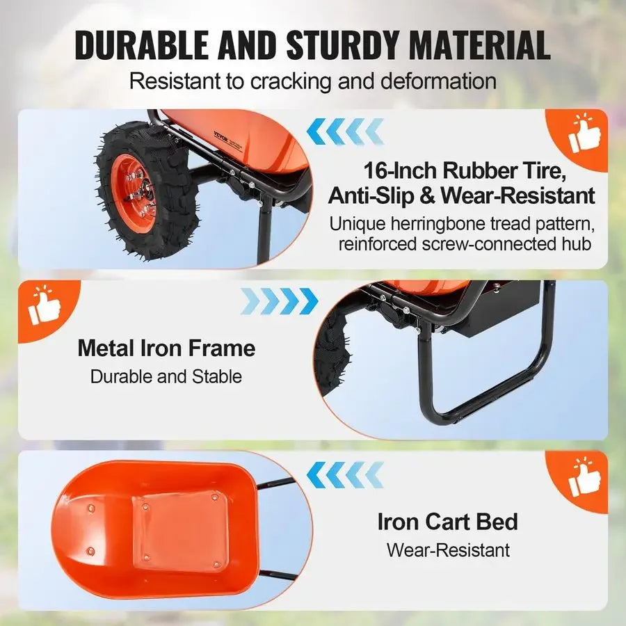 XMSJ Electric Wheelbarrow Cart 500W Garden Dump Wagon by S And B Enterprise