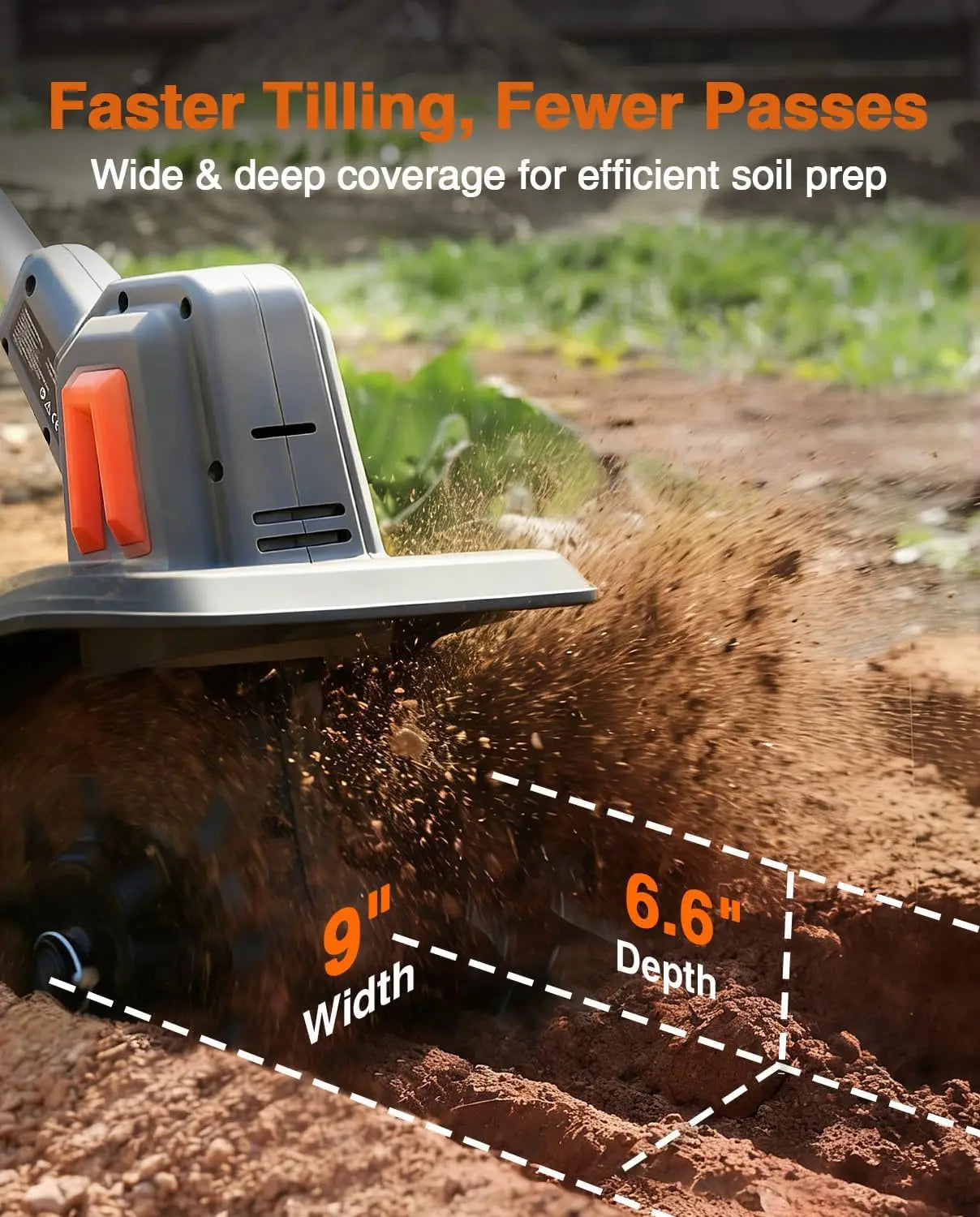 Cordless Tiller Cultivator 21V Garden Rototiller For Soil