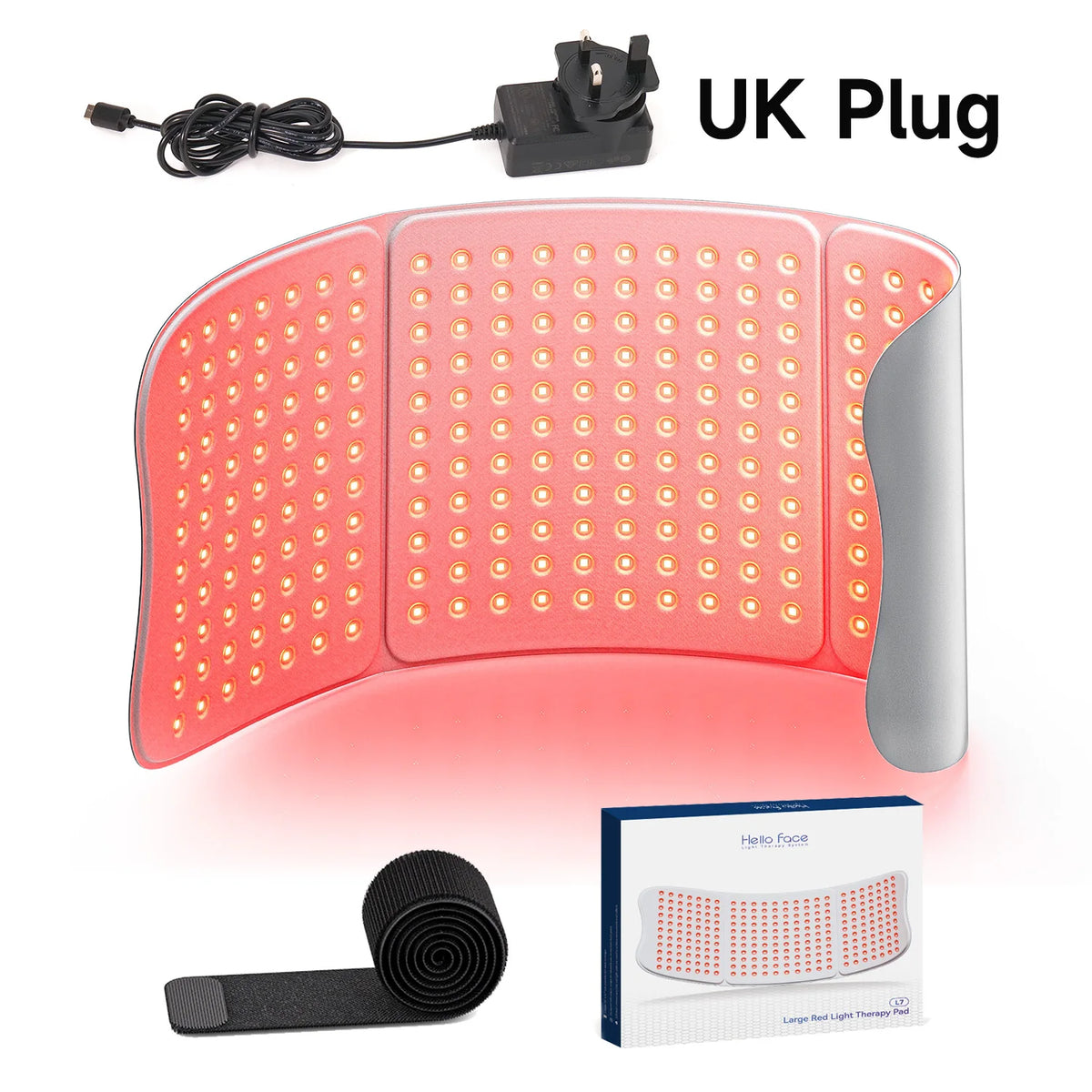 Large red light therapy mat by S And B Enterprise, 30x12 in, 264-LED near-IR (660/850nm) with UK plug.