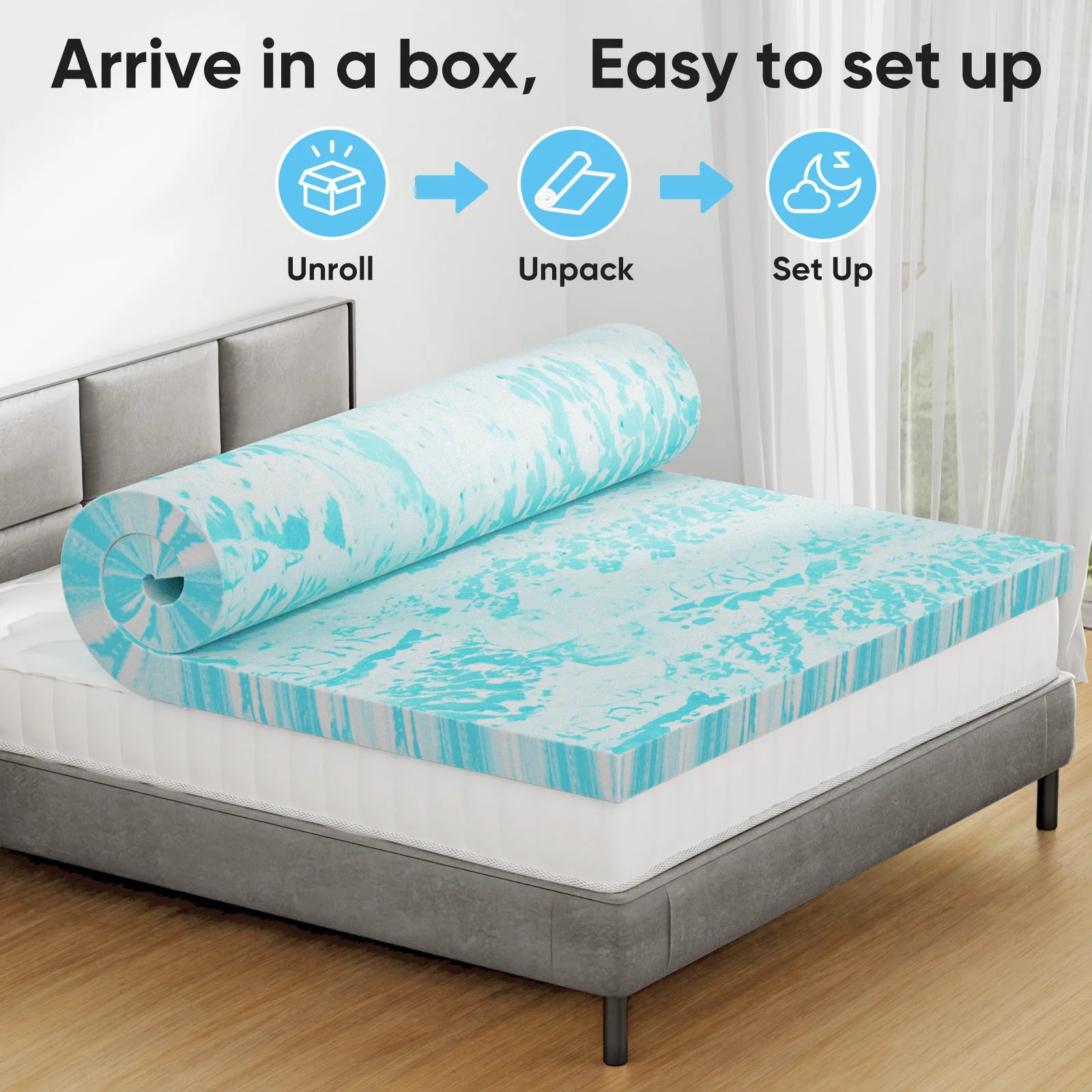 JHK 2-3 Inch Gel Memory Foam Mattress Topper Full Size Cooling Mattress Soft and Breathable Bed Topper School Bedroom Furniture by S And B Enterprise