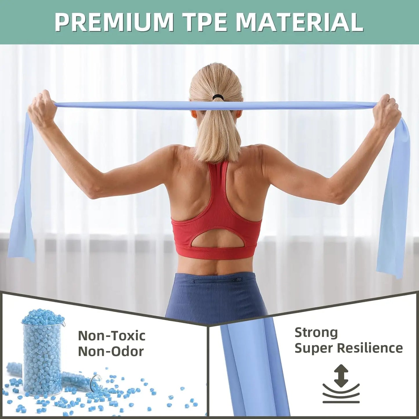 5-Level Resistance Bands Set for Exercise, Pilates, Yoga, Physical Therapy, Stretch, Strength Training by S And B Enterprise