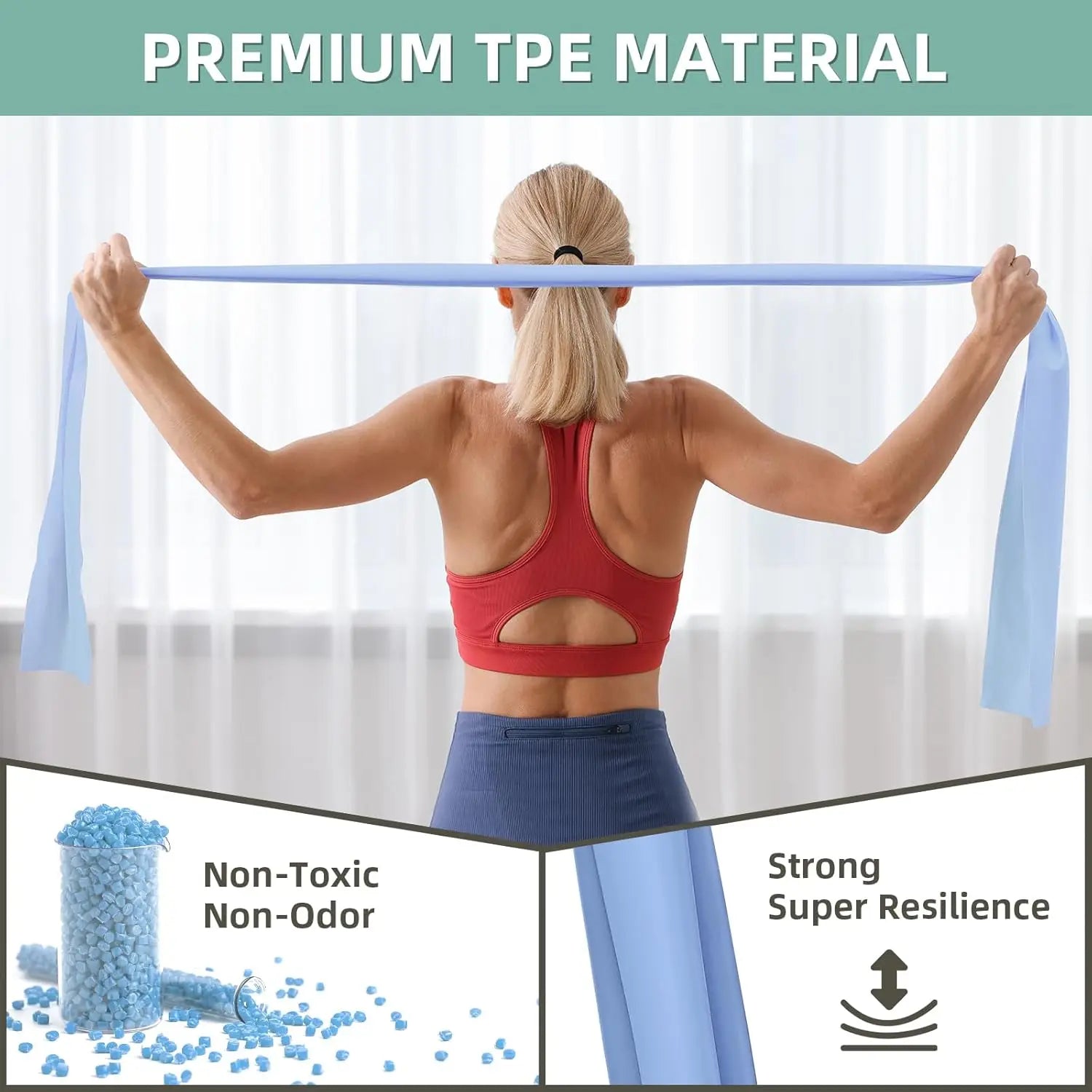 5-Level Resistance Bands Set for Exercise, Pilates, Yoga, Physical Therapy, Stretch, Strength Training by S And B Enterprise