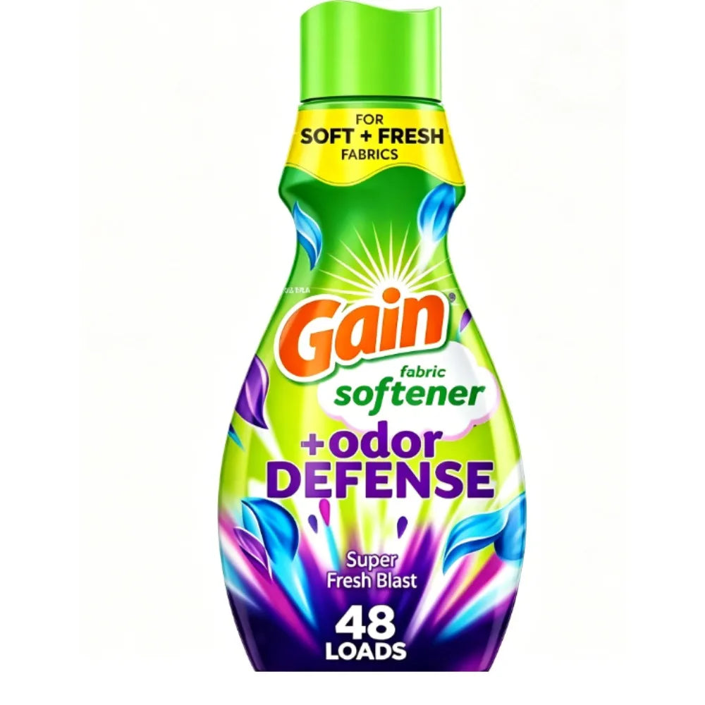 Gain Odor Defense Liquid Fabric Softener, Long Lasting Freshness & Odor Protection, Super Fresh Blast Scent, 35 fl oz, 48 Laundry Loads by S And B Enterprise