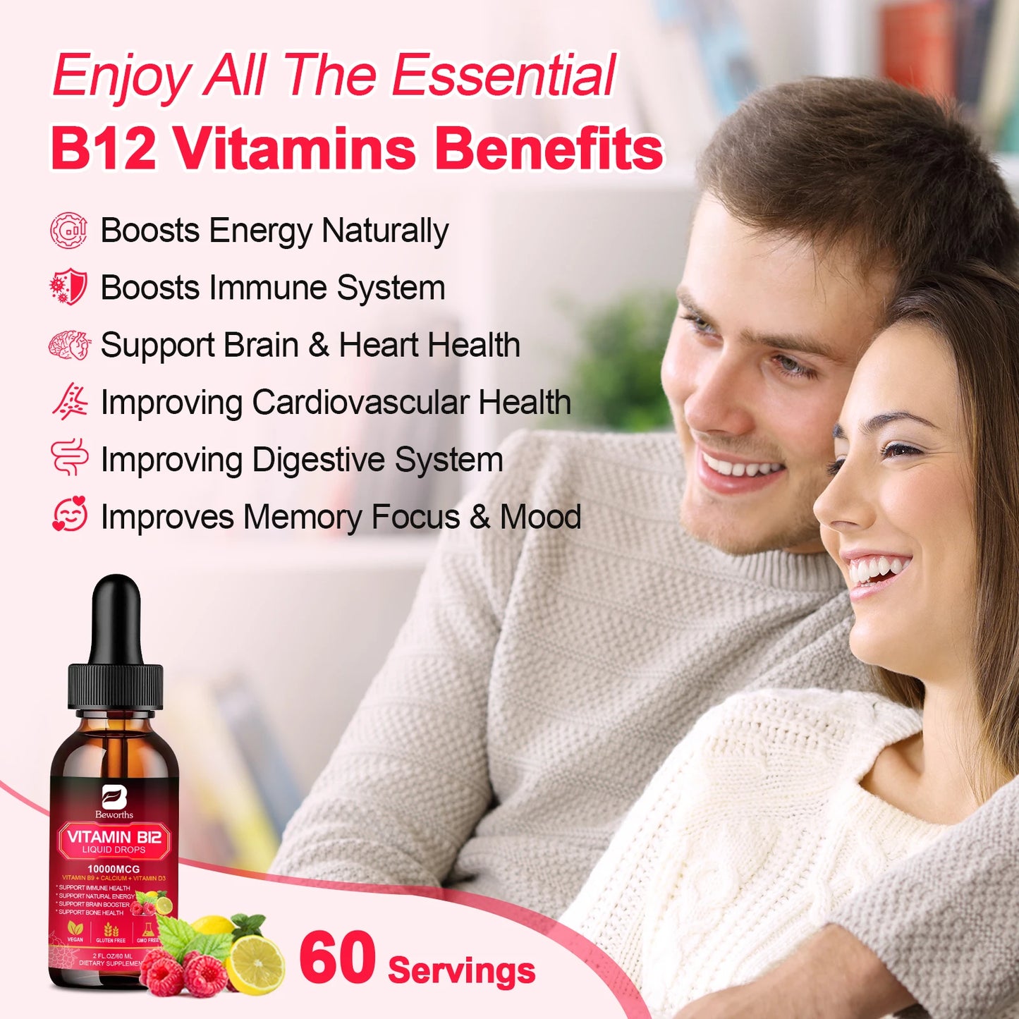 Beworths Vitamin B12 Drops For Energy Immunity Heart Health
