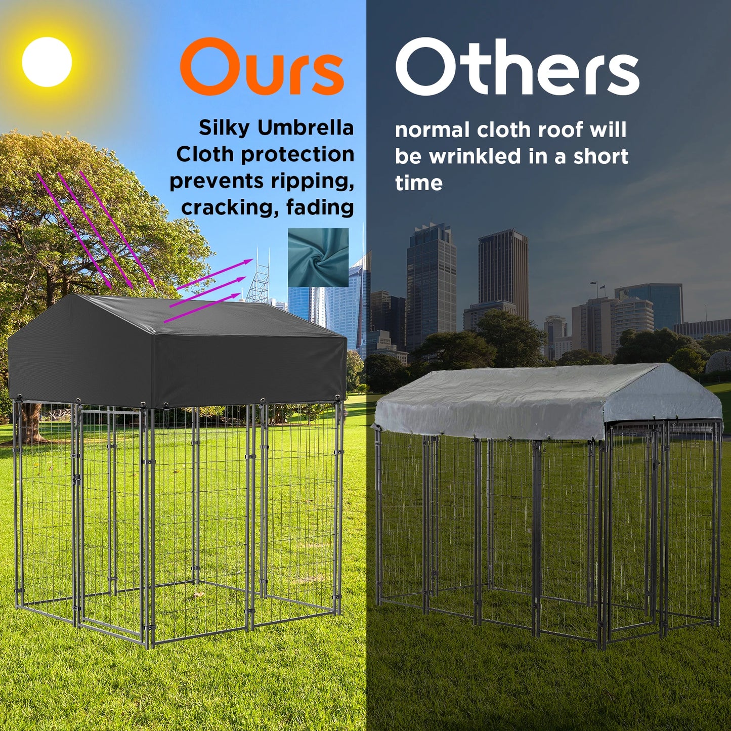 Oversized Large Dog Kennel Outdoor with Anti-UV Waterproof Cover Dog Playpen House Fence Pet Crate Metal Welded Wire by S And B Enterprise