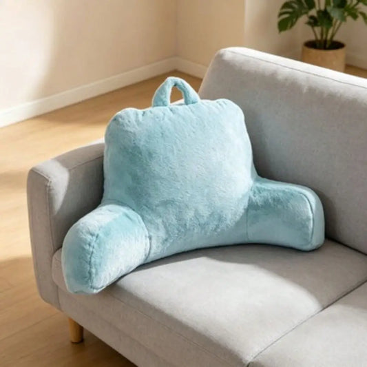Faux Fur Plush Backrest Pillow With Memory Foam Support by S And B Enterprise