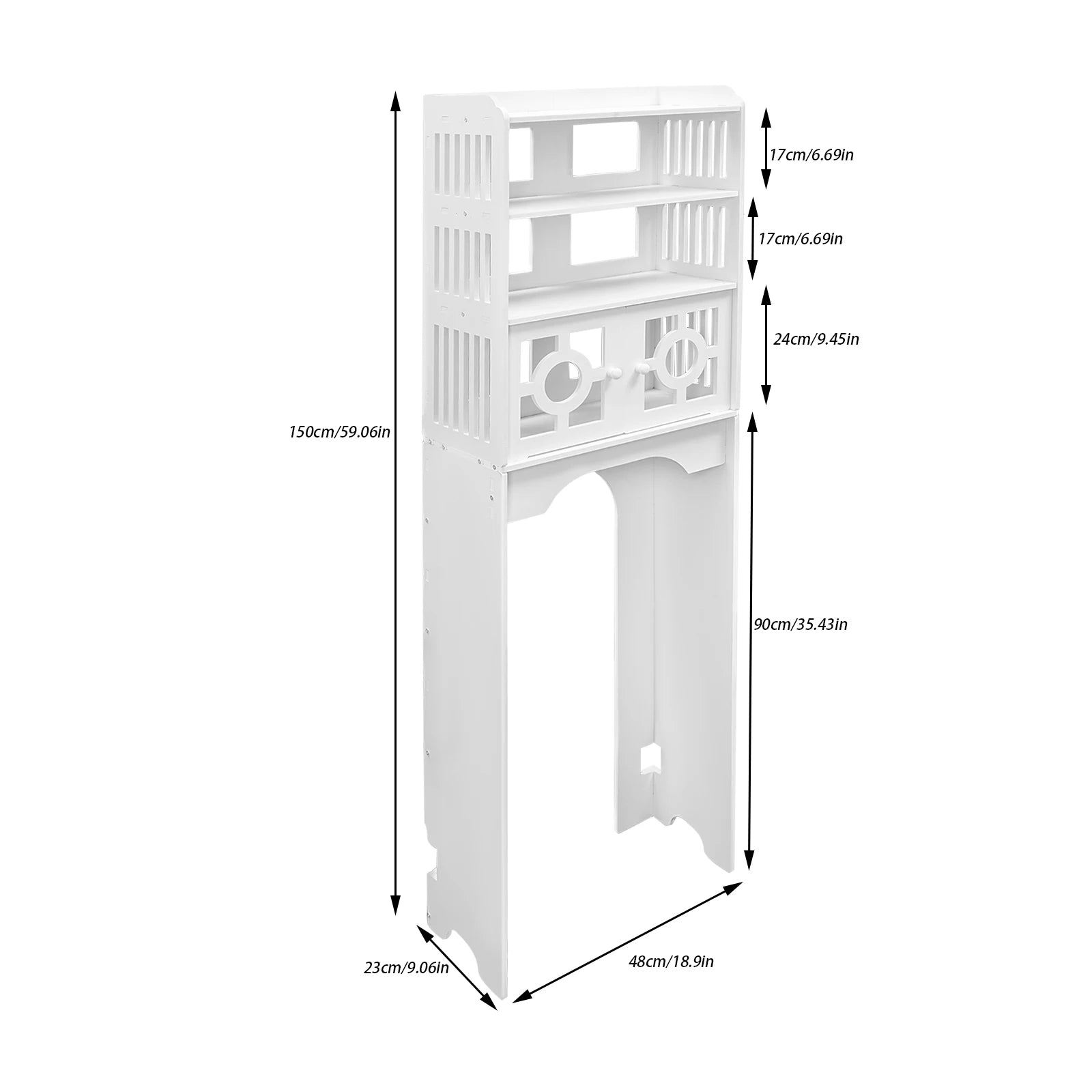 Bathroom Floor Cabinet 4 Tier Over The Toilet Storage Cabinet Bathroom Organizer 48x23x150cm by S And B Enterprise