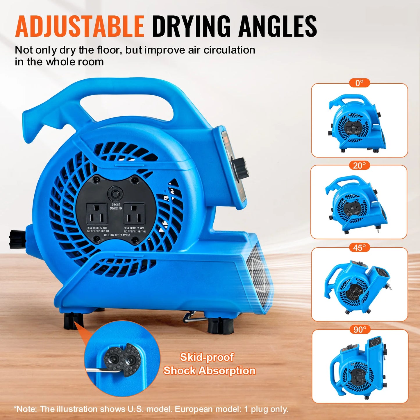 SucceBuy Floor Blower 1360 RPM 600 CFM Air Mover for Drying and Cooling Portable Dryer for Janitorial Home Plumbing Commercial