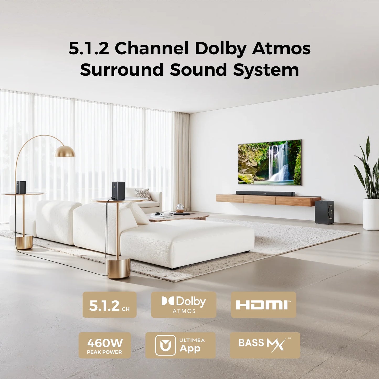 ULTIMEA 460W 5.1.2ch Dolby Atmos Sound Bar With App Control