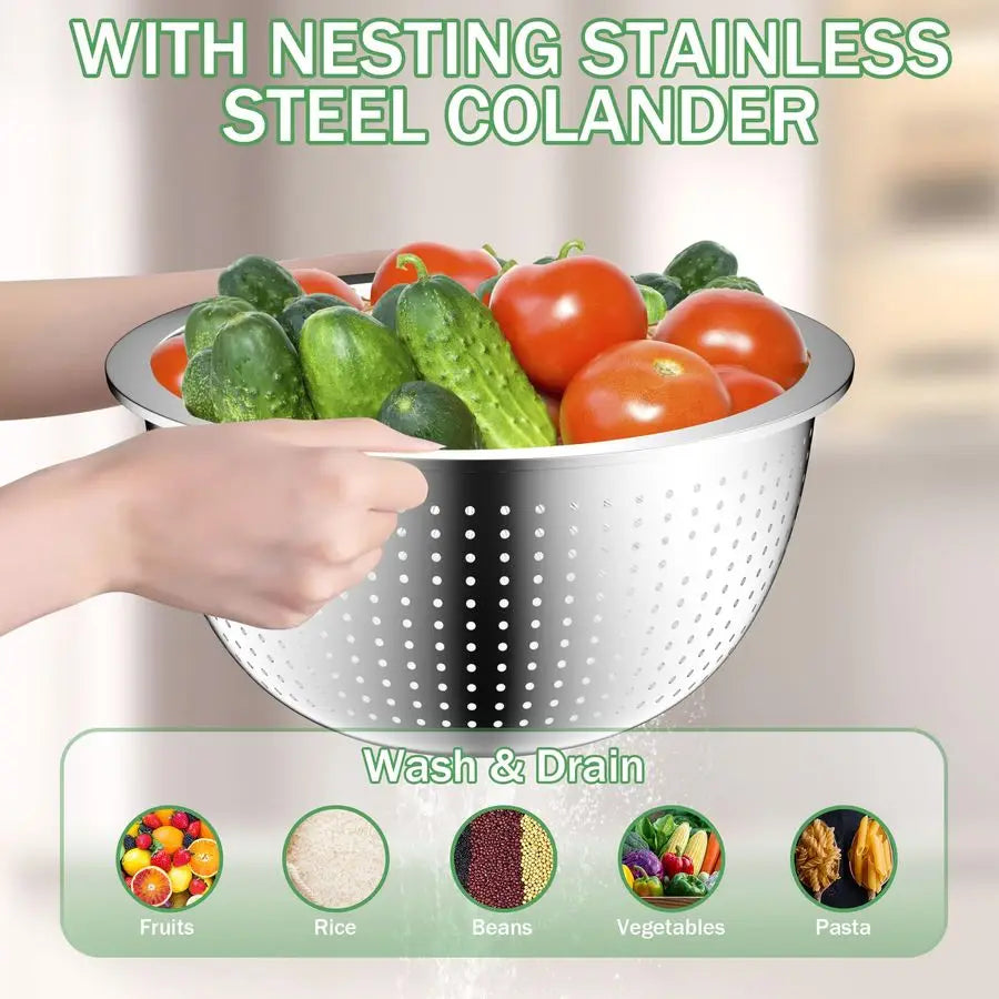 Stainless Steel Mixing Bowls With Lids And Colander Set