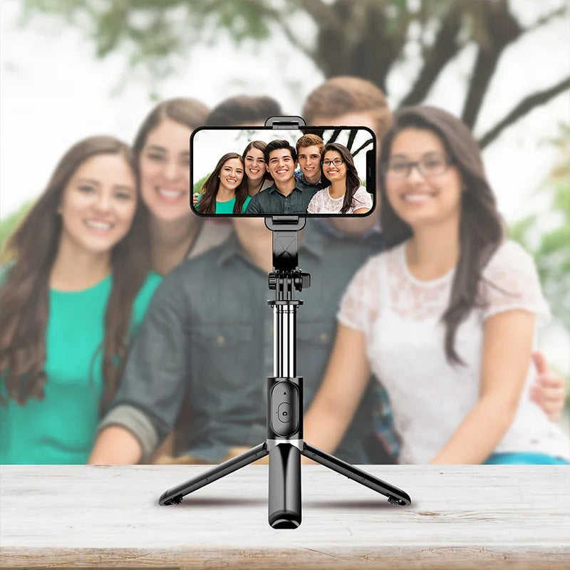 Retractable Selfie Stick Floor Tripod For Live Streaming With Remote by S And B Enterprise