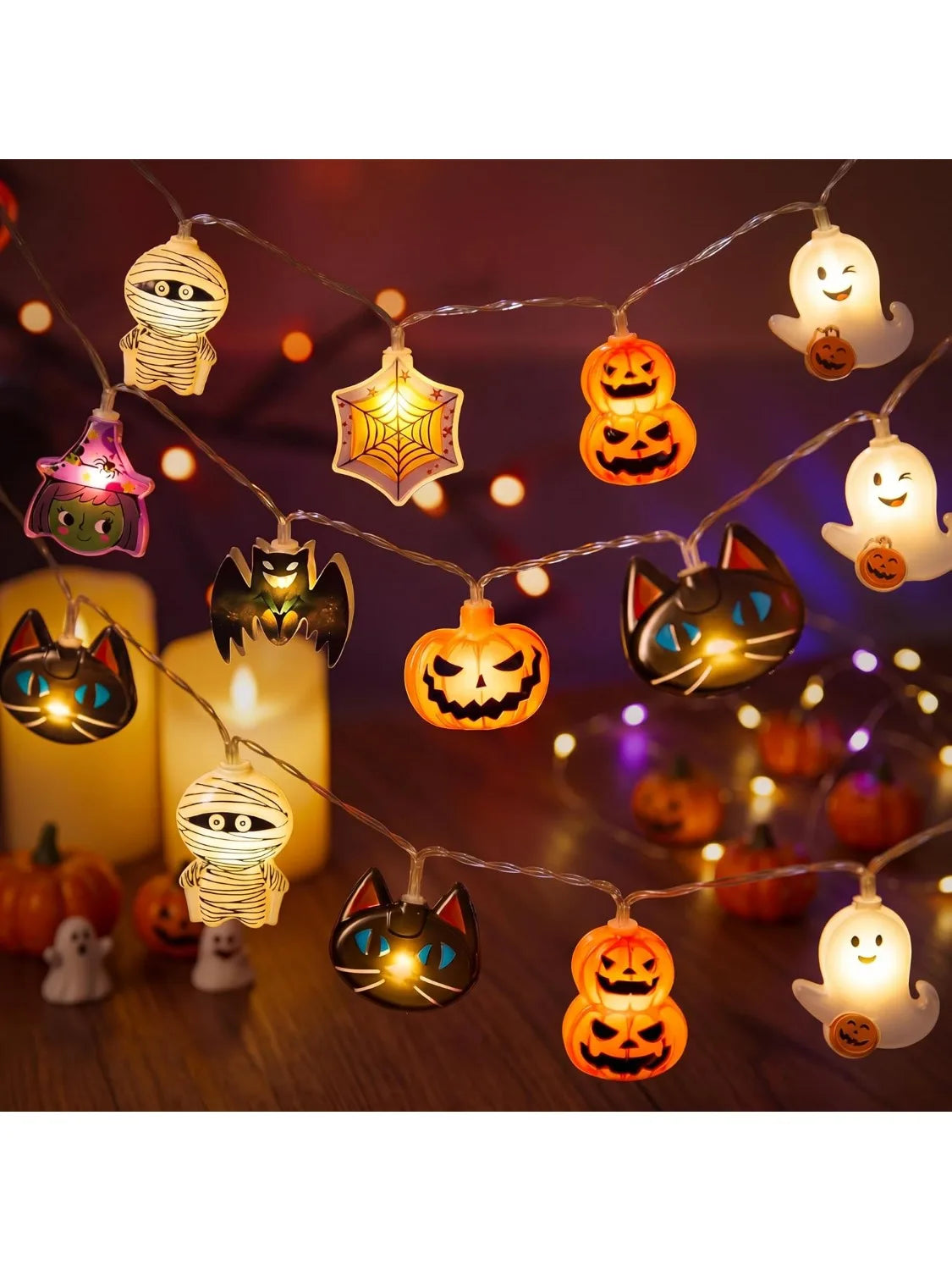 Halloween string lights by S And B Enterprise with 30 LED ghost and pumpkin 3D designs