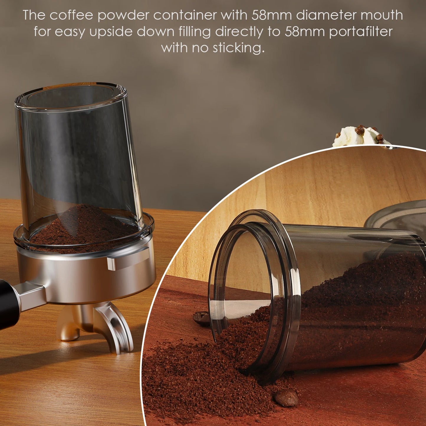 BioloMix electric conical burr coffee grinder by S And B Enterprise, silver with clear hopper, 48 settings