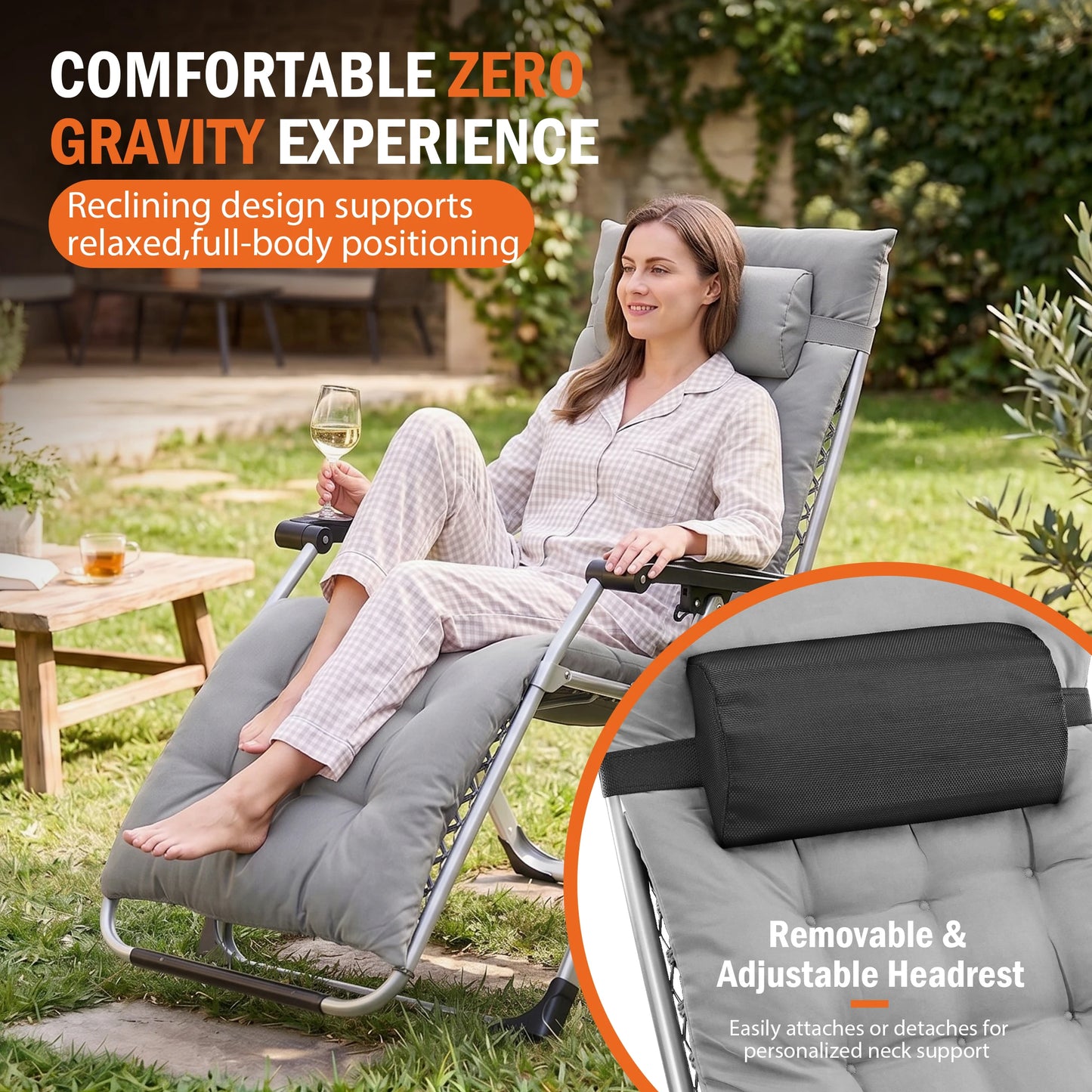 JHK Zero Gravity Camping Lounge Chair With Cup Holder Trays by S And B Enterprise