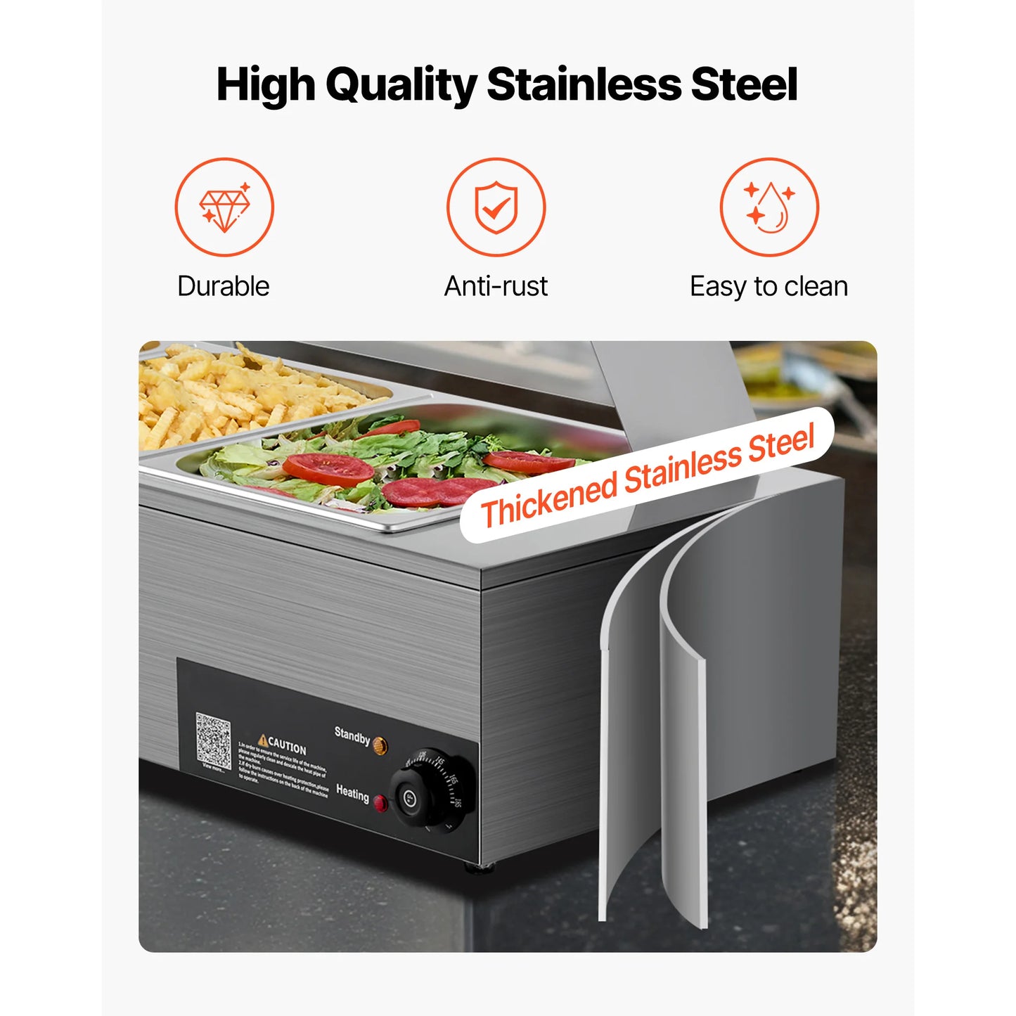SucceBuy Commercial Food Warmer Stainless Steel Buffet With Glass Cover by S And B Enterprise