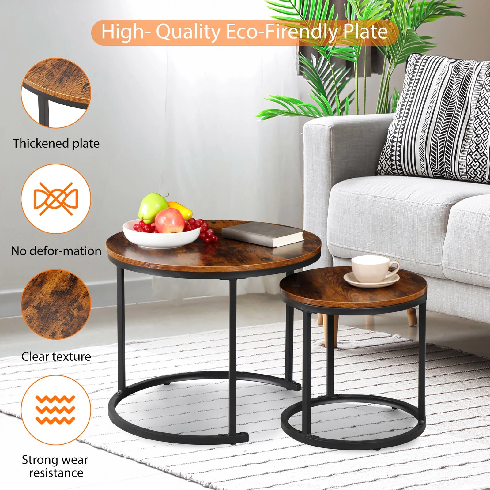 Nesting Coffee Tables 2 With Wooden Tops And Metal Frames by S And B Enterprise
