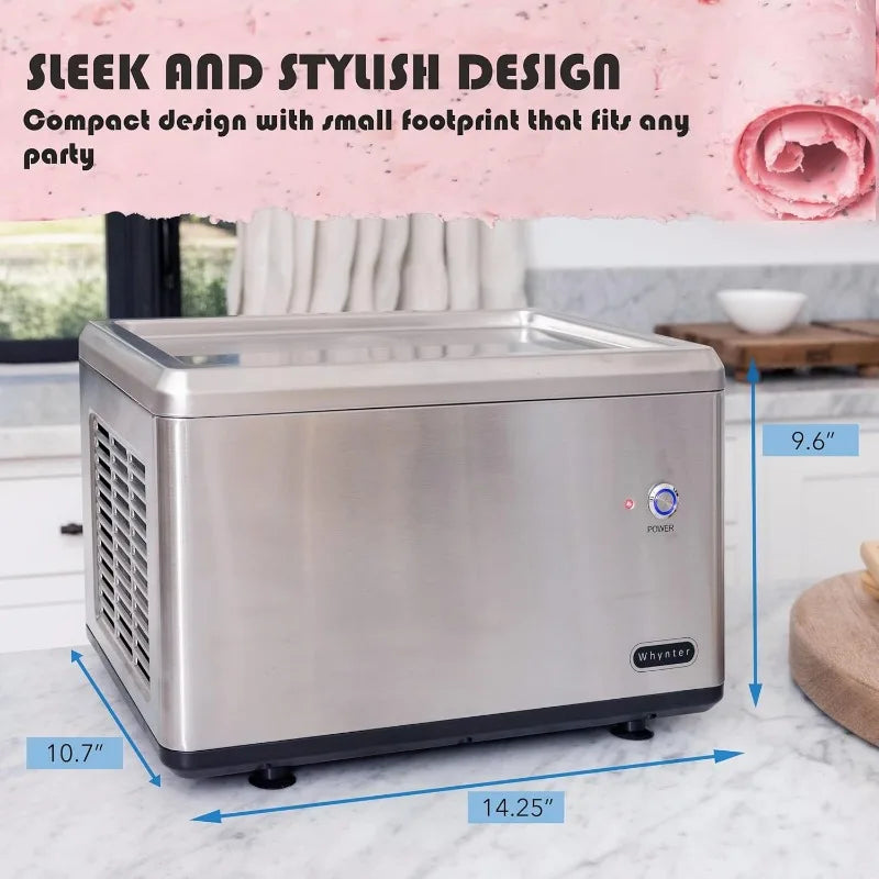 Stainless Steel Rolled Ice Cream Maker With Compressor