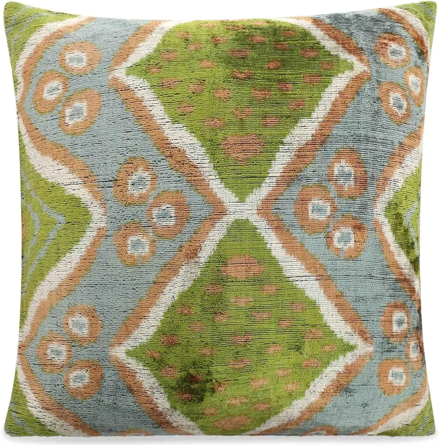 Geometric Ikat Velvet Throw Pillow With Premium Down Insert