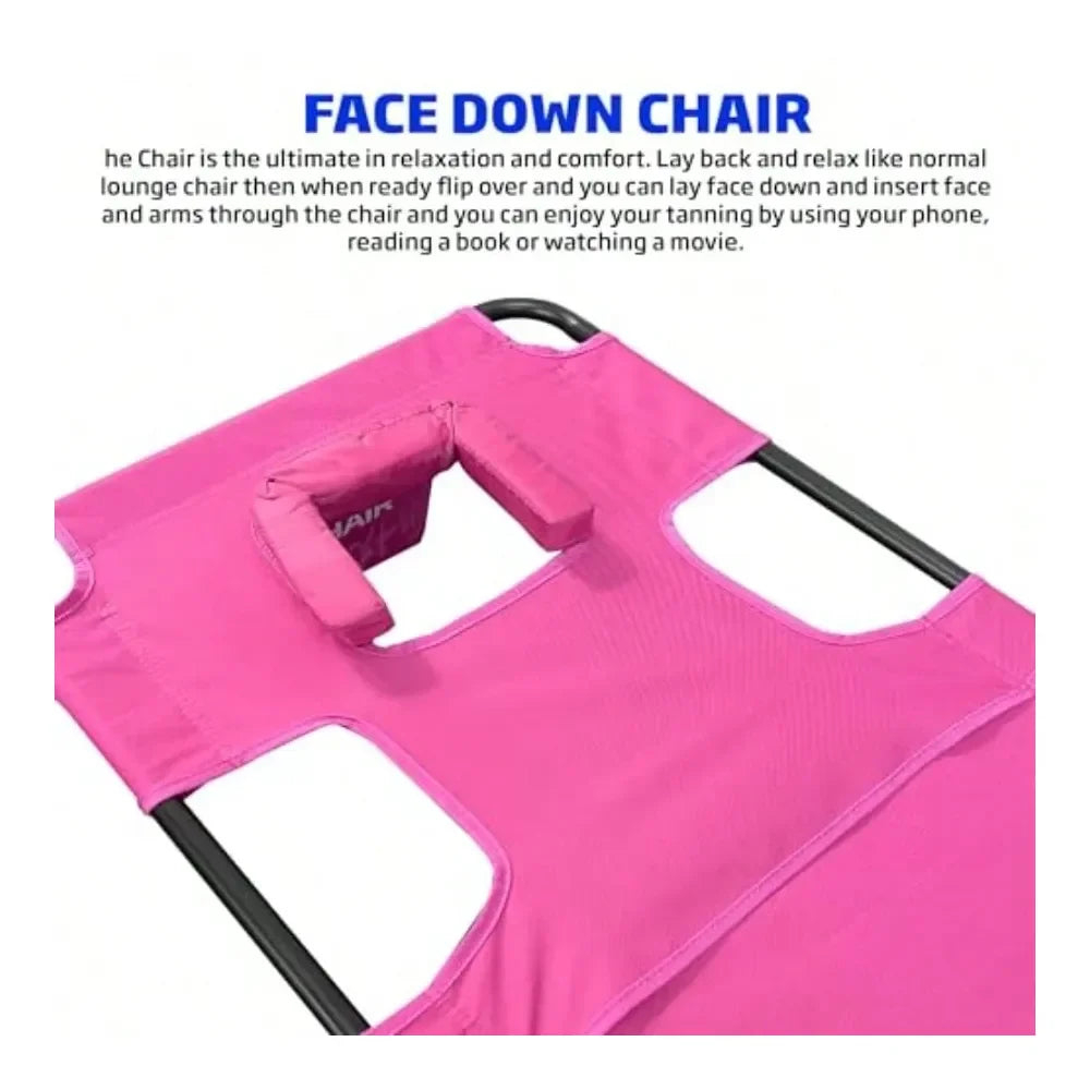 XMSJ Down Tanning Chaise Lounge Chair With Face Hole Backrest