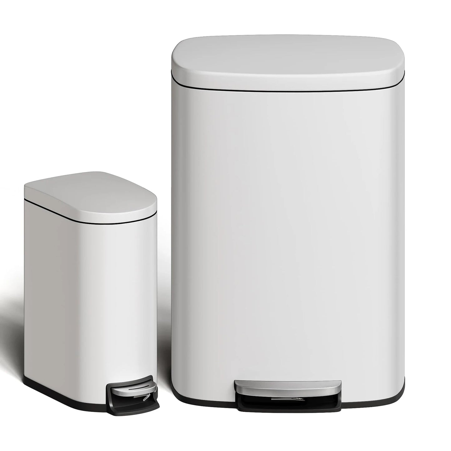 Twister Stainless Steel Step-On Trash Can Duo For Kitchen Bathroom