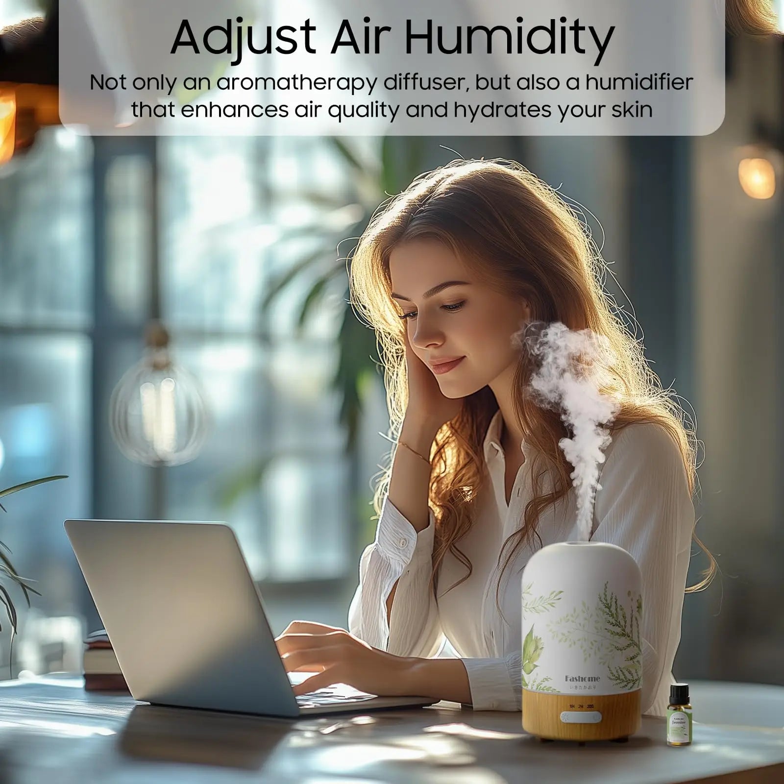 Essential Oil Diffuser Ultrasonic Aromatherapy Humidifier Auto Shut Off Jasmine by S And B Enterprise