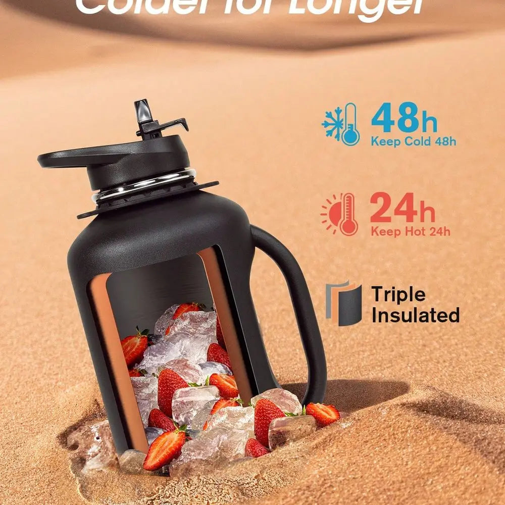 Insulated Stainless Steel Water Bottle With Handle And Strap by S And B Enterprise