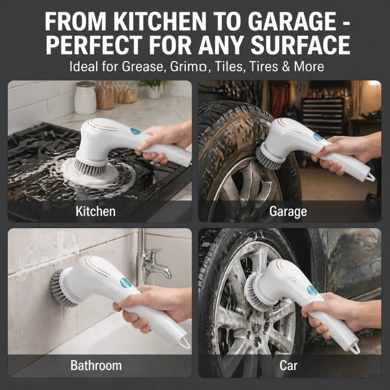 Effortless Electric Grease Scrubber Rechargeable Cordless Power Cleaning Brush by S And B Enterprise