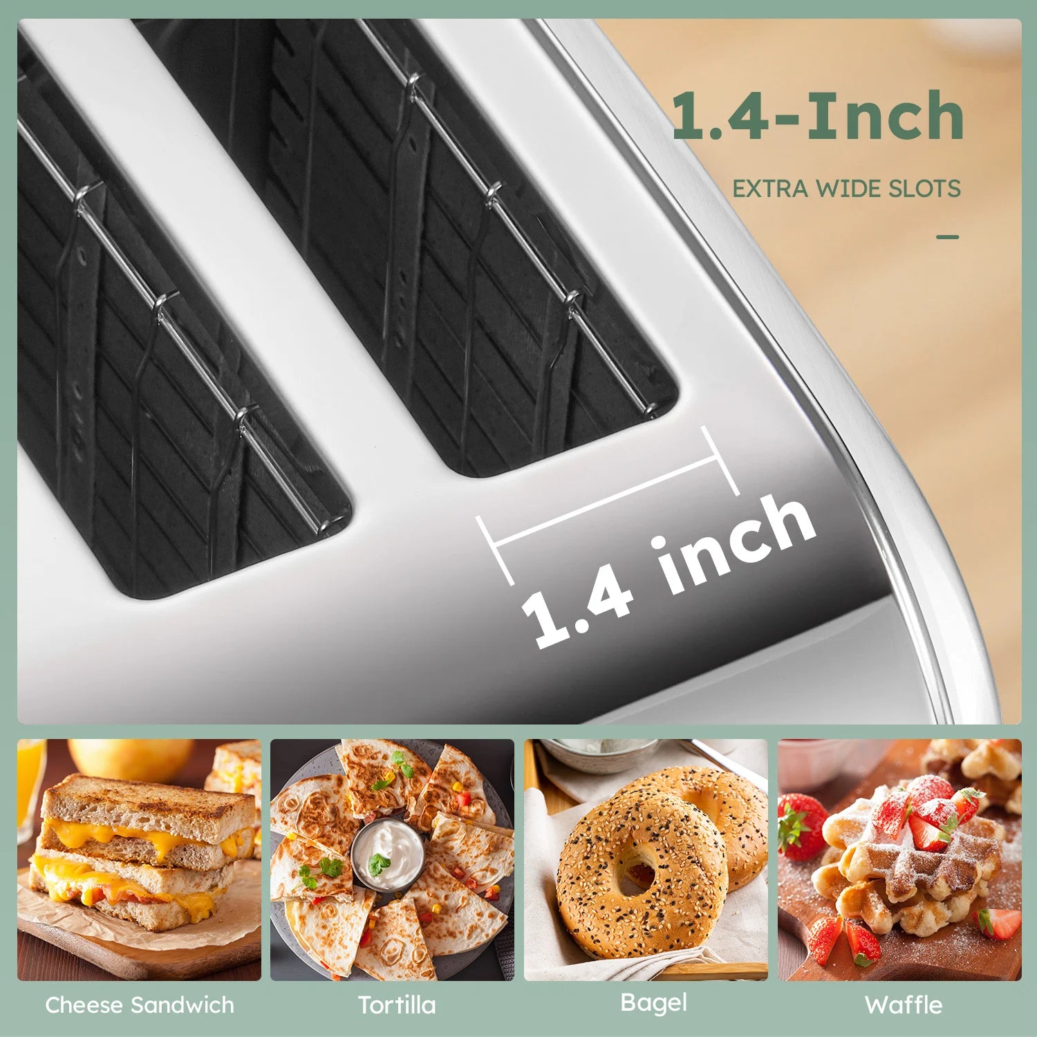 4-Slice Stainless Steel Toaster With Wide Slots Removable Crumb Tray by S And B Enterprise
