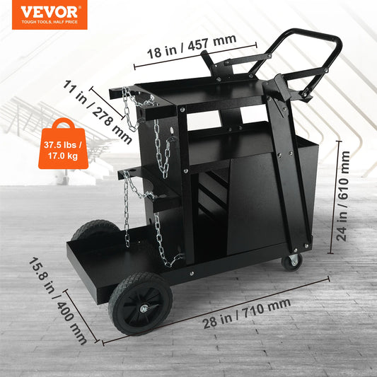 SucceBuy Welding Cart With 4 Drawers And Tank Storage
