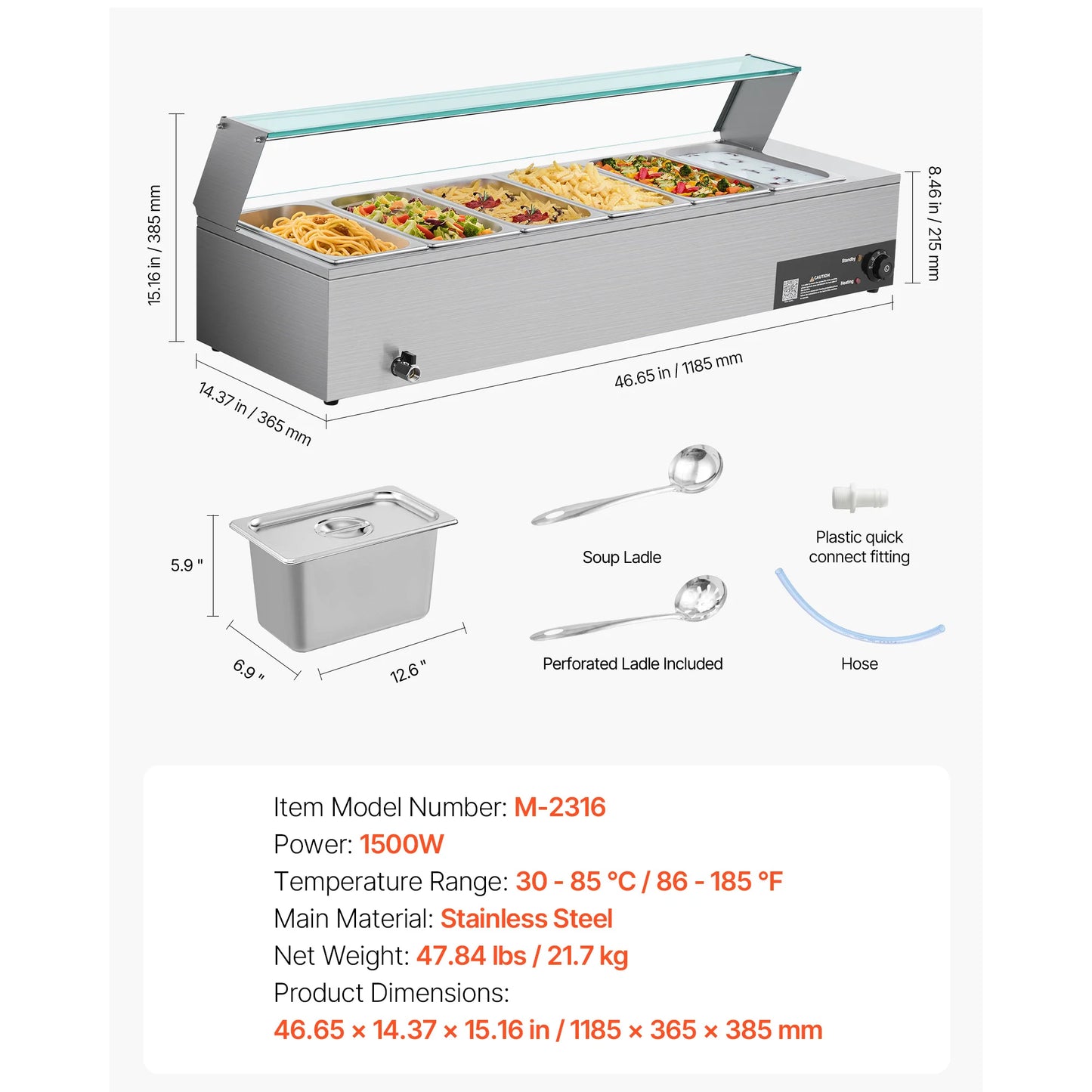 SucceBuy Commercial Food Warmer Stainless Steel Electric Countertop Buffet by S And B Enterprise