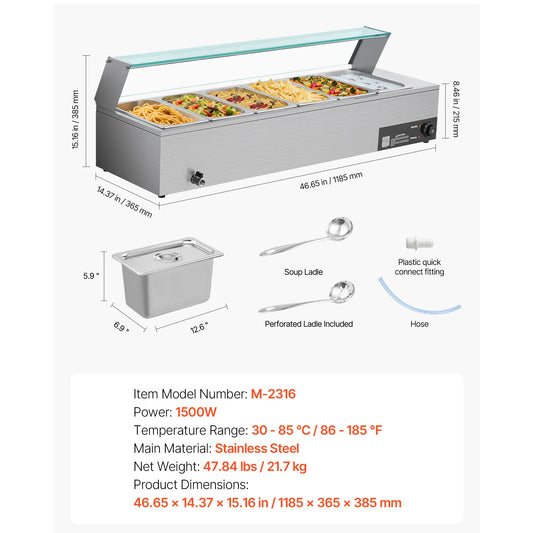SucceBuy Commercial Food Warmer Stainless Steel Electric Countertop Buffet by S And B Enterprise