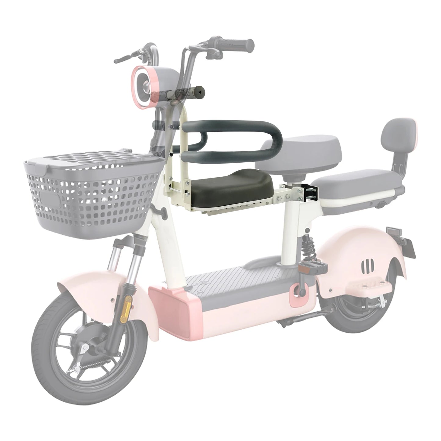 Adjustable Child Electric Scooter Seat Front-Mounted Child Bike Seat with Armrests & Guardrails for Safe Urban Rides by S And B Enterprise