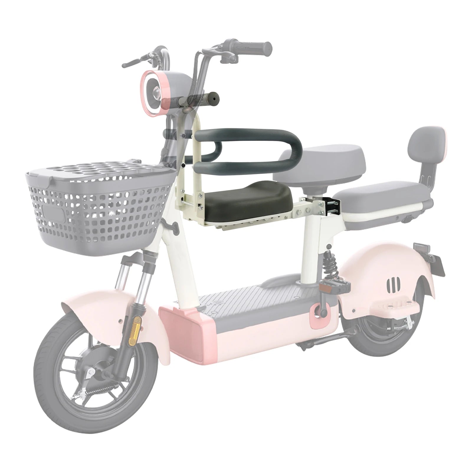 Adjustable Child Electric Scooter Seat Front-Mounted Child Bike Seat with Armrests & Guardrails for Safe Urban Rides by S And B Enterprise