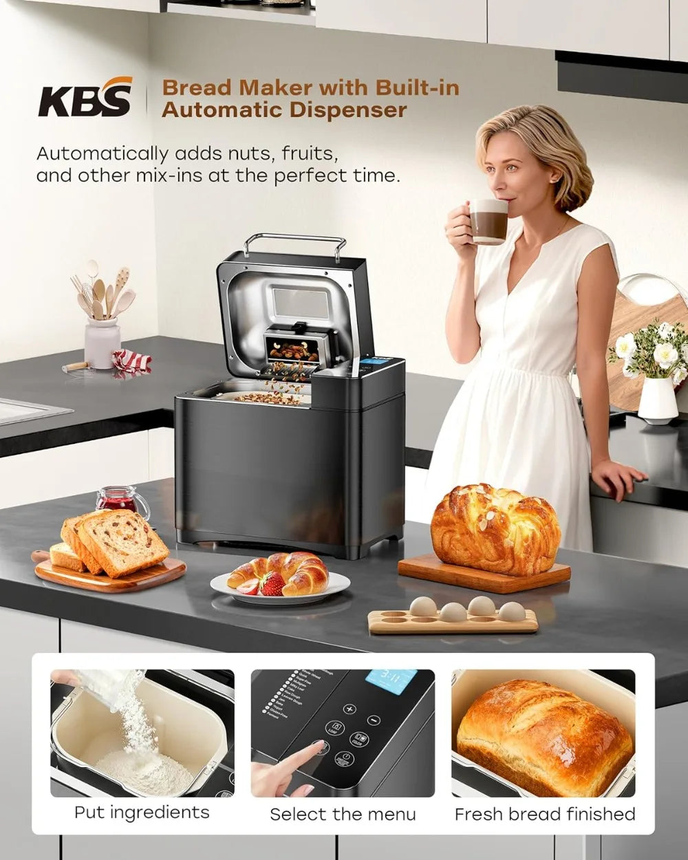 710W Convection Bread Maker With Dual Heaters And Nut Dispenser by S And B Enterprise